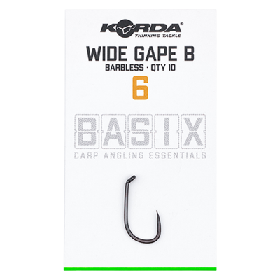 KORDA Крючок Basix Wide Gape №6 без бородки 10шт