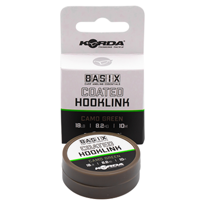 KORDA Поводковый материал Basix Coated Hooklink 18lb 10м Camo green