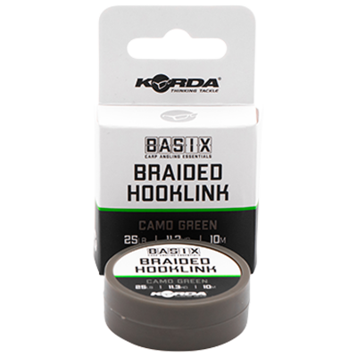 KORDA Поводковый материал Basix Braided Hooklink 25lb 10м Camo green