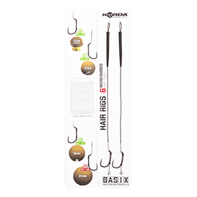 KORDA Поводок готовый Basix Hair Rigs Wide Gape №6 18lb