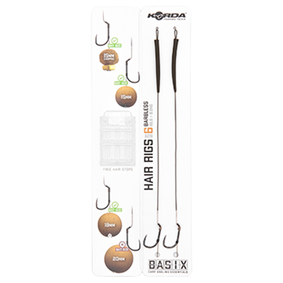 KORDA Поводок готовый Basix Hair Rigs Wide Gape №6 безбородый 18lb