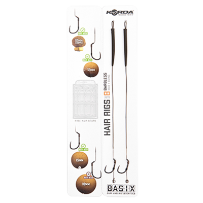 KORDA Поводок готовый Basix Hair Rigs Wide Gape №8 безбородый 18lb