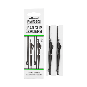 KORDA Монтаж с безопастной клипсой Basix Lead Clip Leaders 50cm Camo green 50lb