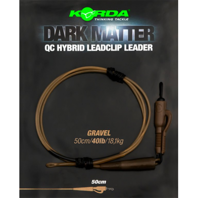 KORDA Монтаж готовый Dark Matter Leader QC Hybrid Clip 0,5м Gravel 40lb