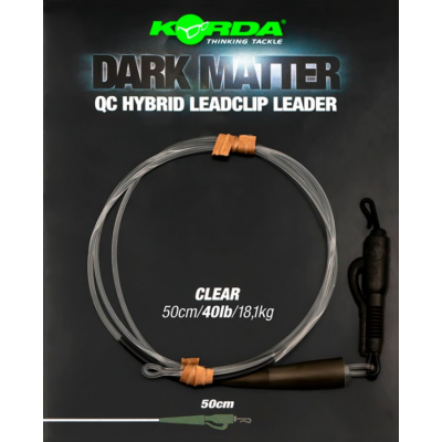 KORDA Монтаж готовый Dark Matter Leader QC Hybrid Clip 0,5м Clear 40lb