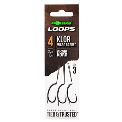 KORDA Поводок готовый Loop Rigs Klor №4 30lb с крючком и волосом