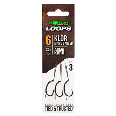 KORDA Поводок готовый Loop Rigs Klor №6 30lb с крючком и волосом