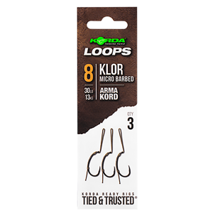 KORDA Поводок готовый Loop Rigs Klor №8 30lb с крючком и волосом