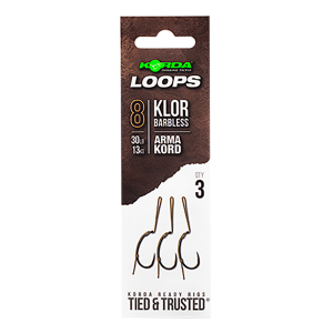 KORDA Поводок готовый Loop Rigs Klor Barbless №8 30lb безбородый с крючком и волосом