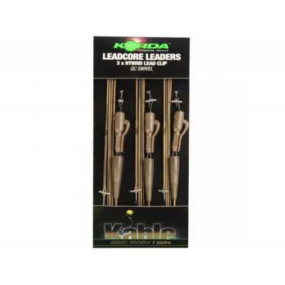 KORDA Монтаж готовый Leadcore Leaders Hybrid Lead Clip QC Swivel Gravel 1м