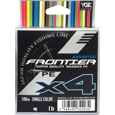 YGK Шнур плетеный Frontier X4 Assorted Single Color 100м #1.0 0.165мм brawn