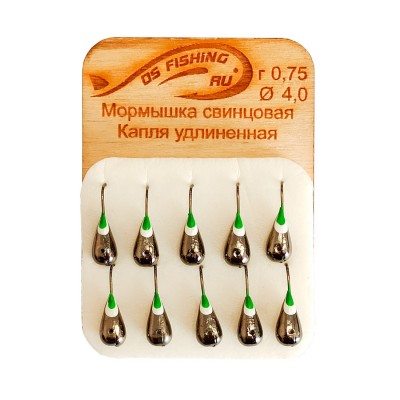 DS FISHING Мормышка свинцовая капля удлиненная 0.75г черный никель