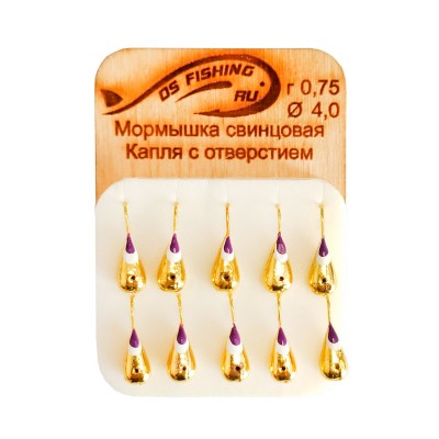 DS FISHING Мормышка свинцовая капля удлиненная 0.75г золото