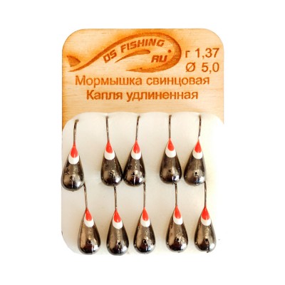 DS FISHING Мормышка свинцовая капля удлиненная 1.37г черный никель