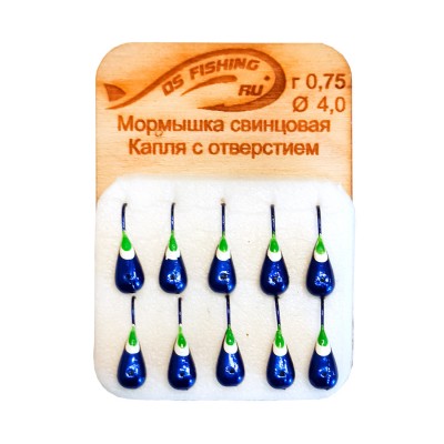 DS FISHING Мормышка свинцовая капля удлиненная 0.75г синий