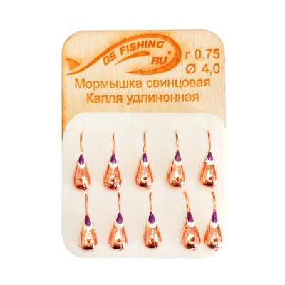 DS FISHING Мормышка свинцовая капля удлиненная 0.75г медь