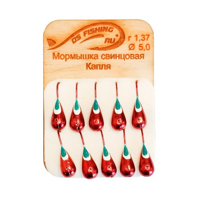 DS FISHING Мормышка свинцовая капля удлиненная 1.37г красный