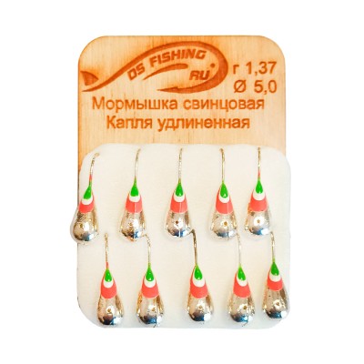 DS FISHING Мормышка свинцовая капля удлиненная 1.37г серебро