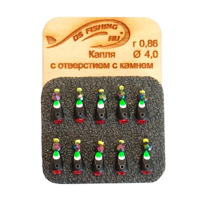 DS FISHING Мормышка безмотыльная 0.86г капля с отверстием с камнем