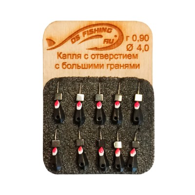 DS FISHING Мормышка безмотыльная 0.90г капля с отверстием с большими гранями