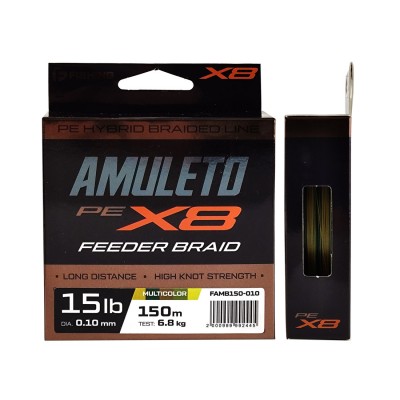 F-FISHING Шнур Amuleto Braid PE X8 Feeder 150м Multicolor 0,10мм 6,8кг/15lb