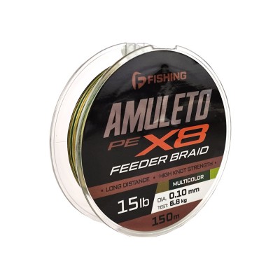F-FISHING Шнур Amuleto Braid PE X8 Feeder 150м Multicolor 0,10мм 6,8кг/15lb