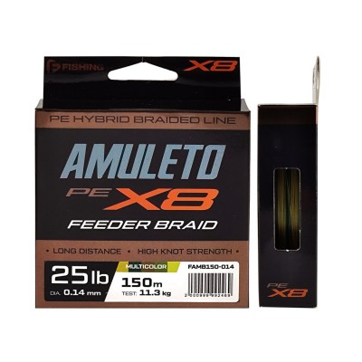F-FISHING Шнур Amuleto Braid PE X8 Feeder 150м Multicolor 0,14мм 11,3кг/25lb