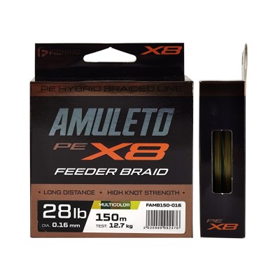 F-FISHING Шнур Amuleto Braid PE X8 Feeder 150м Multicolor 0,16мм 12,7кг/28lb