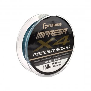 F-FISHING Шнур Impresa Braid PE X4 Feeder 150м Dark Grey 0,08мм 3,6кг/8lb