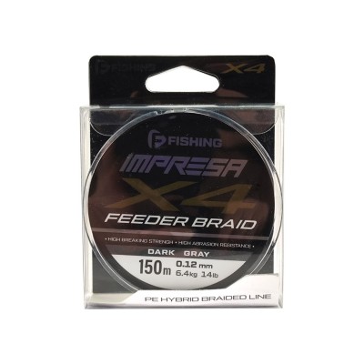 F-FISHING Шнур Impresa Braid PE X4 Feeder 150м Dark Grey 0,12мм 6,4кг/14lb