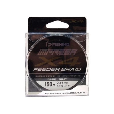 F-FISHING Шнур Impresa Braid PE X4 Feeder 150м Dark Grey 0,14мм 7,7кг/17lb