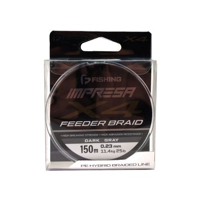 F-FISHING Шнур Impresa Braid PE X4 Feeder 150м Dark Grey 0,23мм 11,4кг/25lb