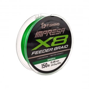 F-FISHING Шнур Impresa Braid PE X8 Feeder 150м Green 0,16мм 10кг/22lb