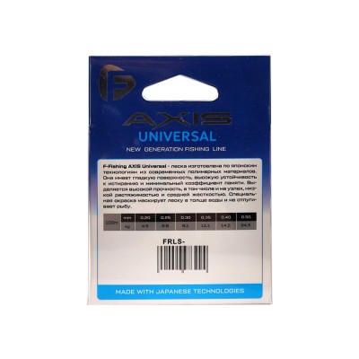 F-FISHING Леска Axis Universal Line Silver 100м 0,35мм 11,1кг/24lb F-FISHING Леска Axis Universal Line Silver 100м 0,35мм 11,1кг/24lb