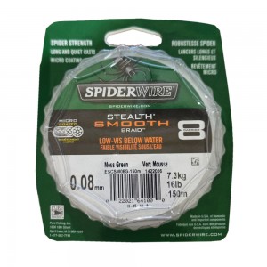 SPIDERWIRE Шнур плетеный Х8 Braid Stealth Smooth 150м темнозеленый 0.08мм 7.3кг