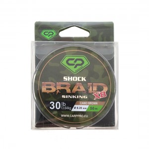 CARP PRO Шок-лидер Diamond Shock Braid PE X8 коричневый 30lb 50м 0.20мм