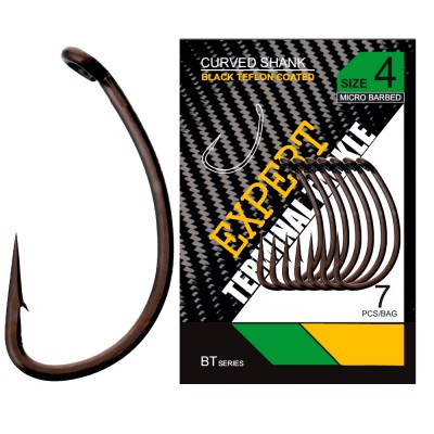 CARP PRO Крючок Black Teflon Curved Shank №4 7шт