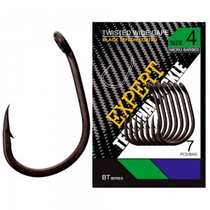 CARP PRO Крючок Black Teflon Wide Gape Twisted №4 7шт