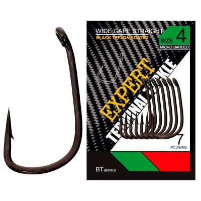 CARP PRO Крючок Black Teflon Wide Gape Straight №4 7шт