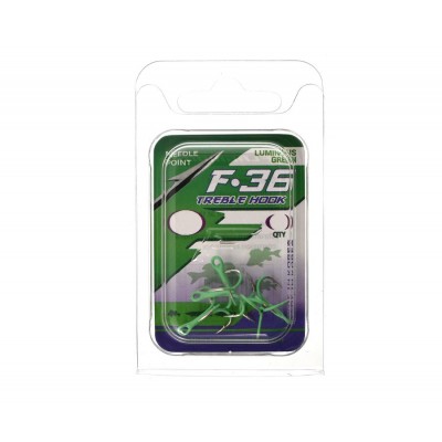 FLAGMAN Крючок тройной Treble hook F36 Luminous Green №10 5шт