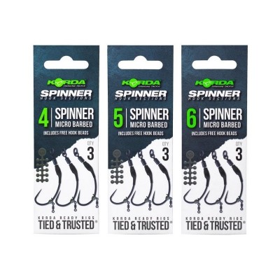 KORDA Крючок Spinner Hook Sections №4 с бородкой 3шт