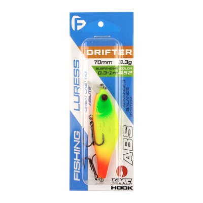 F-FISHING Воблер Drifter 70мм 8.3г 0.3-1.0м 452 Суспендр
