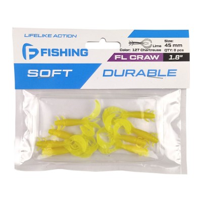F-FISHING Рак FL Craw 1.8" #127 Lime Chartreuse 4.5см 8шт