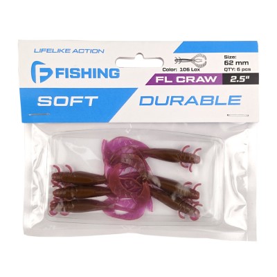 F-FISHING Рак FL Craw 2.5" #106 Lox 12см 6шт