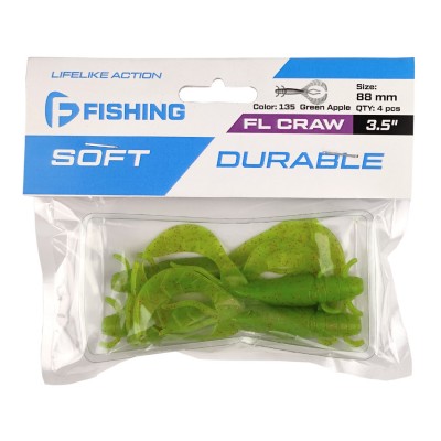 F-FISHING Рак FL Craw 3.5" #135 Green Apple 8.8см 4шт