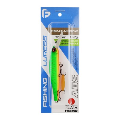 F-FISHING Воблер Fiskar Minnow 70DR-SP 70мм 6.2г 1.2-2.0м F203 Суспендр