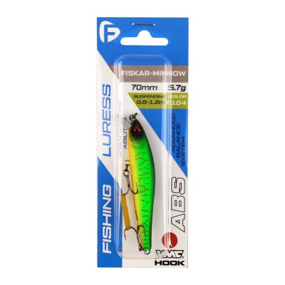 F-FISHING Воблер Fiskar Minnow 70SP 70мм 5.7г 0.6-1.2м F104 Суспендр
