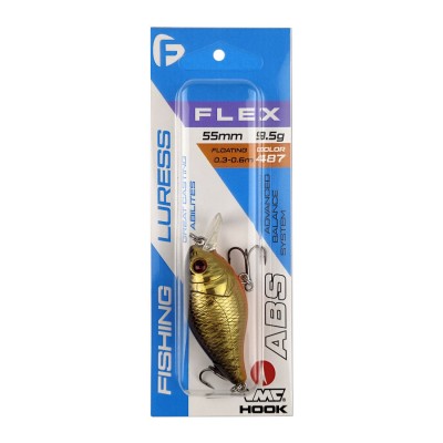 F-FISHING Воблер Flex 55F 55мм 9.5г 0.3-0.6м 487 Плавающий