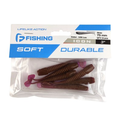 F-FISHING Виброхвост Icon 3" #106 Lox 7.5см 6шт F-FISHING Виброхвост Icon 3" #106 Lox 7.5см 6шт