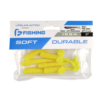 F-FISHING Виброхвост Icon 3" #127 Lime Chartreuse 7.5см 6шт F-FISHING Виброхвост Icon 3" #127 Lime Chartreuse 7.5см 6шт